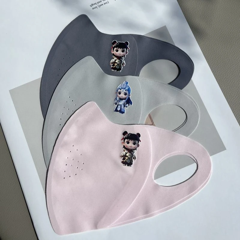 儿童无痕口罩冰丝防晒哪吒网红透气防紫外线护脸遮阳男女童3-11岁