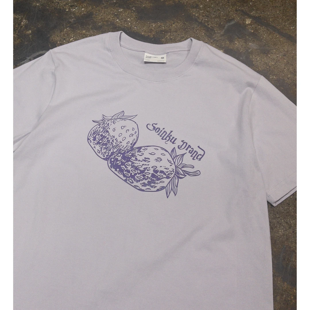 【T恤男款宽松夏季纯棉系列】吃草莓230g精梳棉男女同款短袖