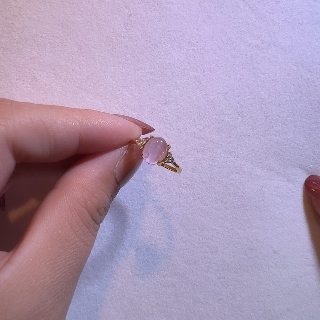 锂辉石戒指银S925镶嵌冰紫猫眼紫锂辉戒指福利款