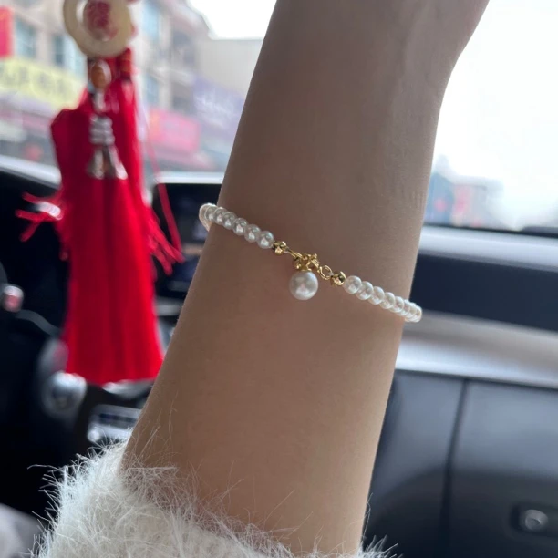 【视频款】天然淡水小米珠手链扣头款白色下单找客服备注手围