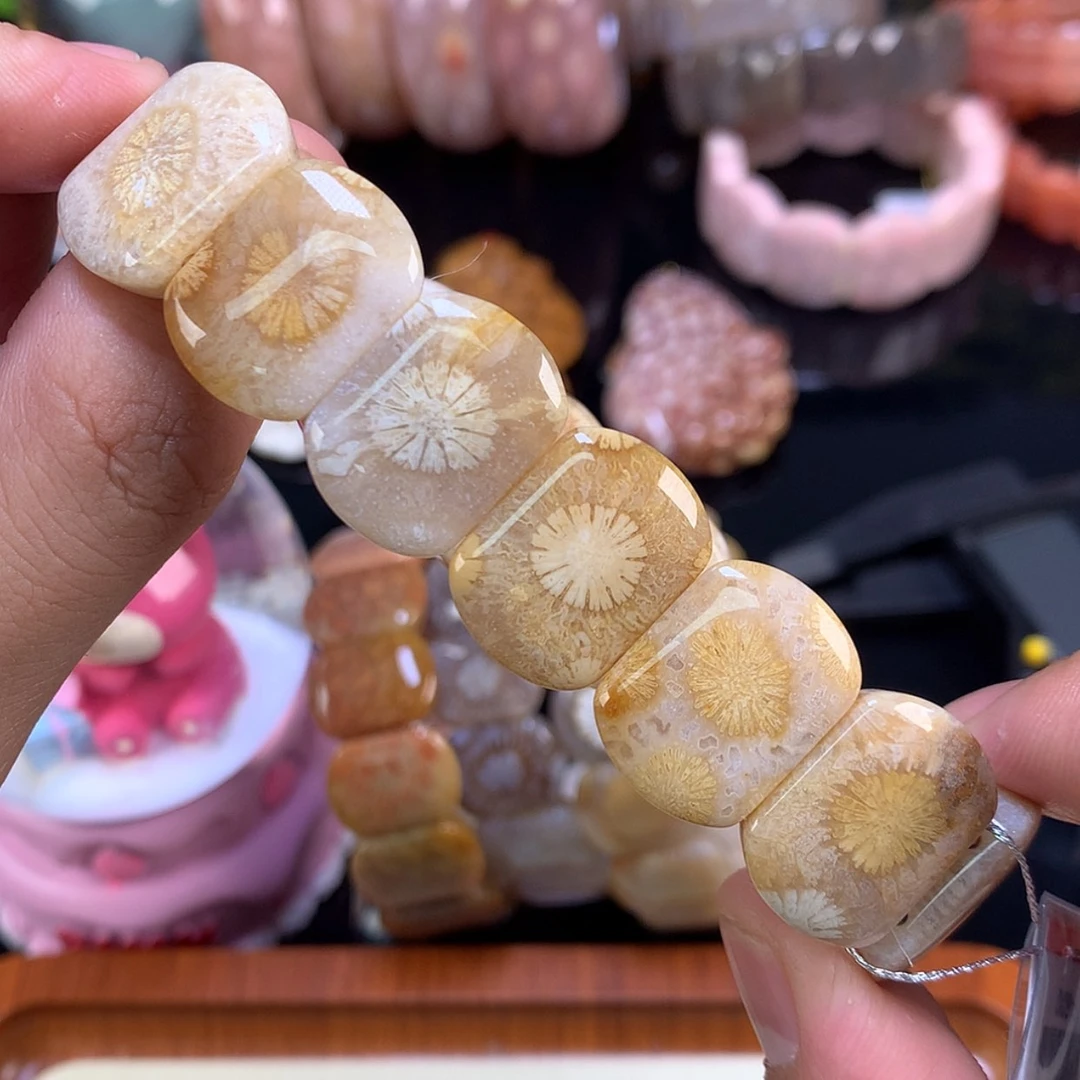 【闪购商品】颈饰未镶嵌硅化珊瑚(珊瑚玉)37号奶黄皮花
