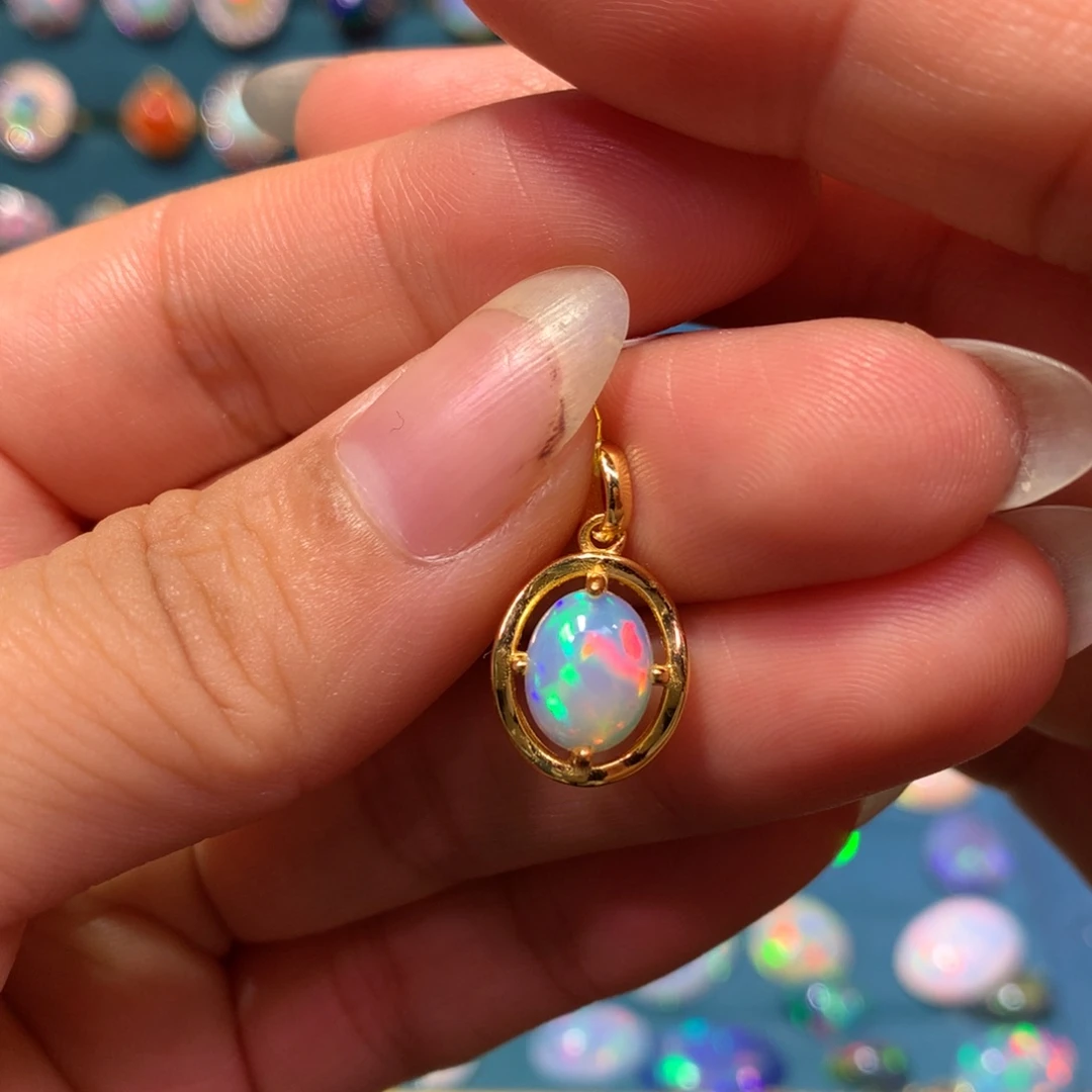 欧泊银S925镶嵌吊坠款