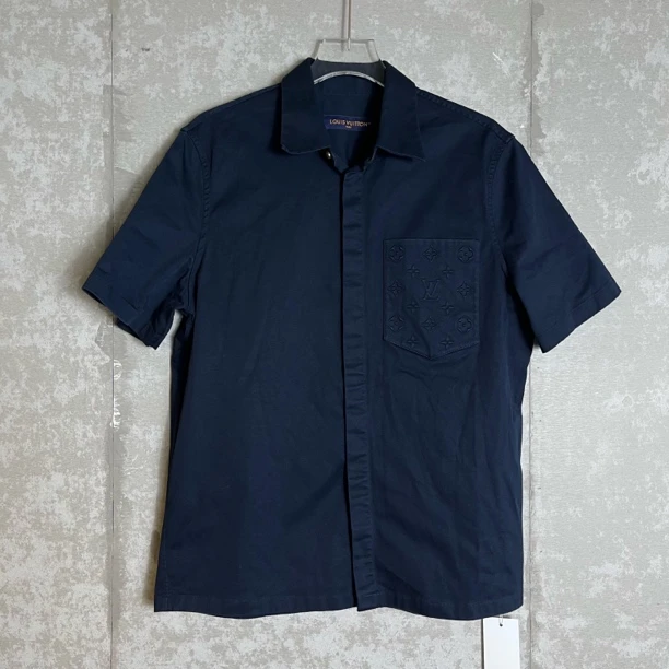 未使用 LouisVuitton/路易威登 M*1/25ss口袋满印短袖衬衫/17377
