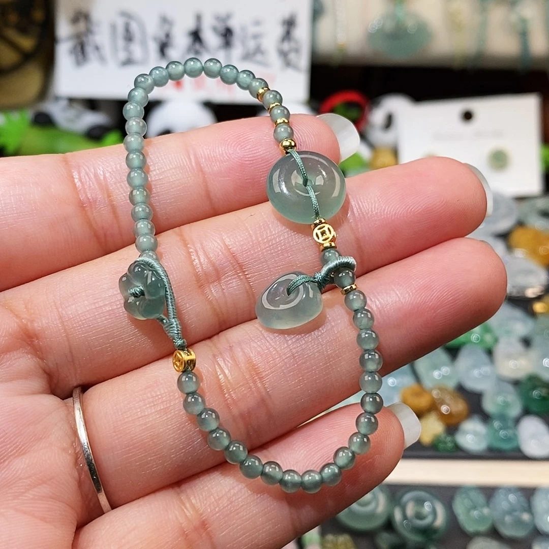 翡翠未镶嵌颈饰平安扣手链16