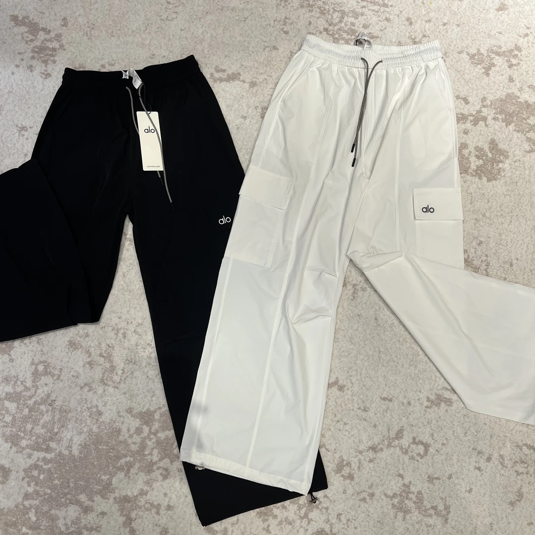 alo工装裤夏季常规款休闲裤南油女裤白色长裤拼接速干裤