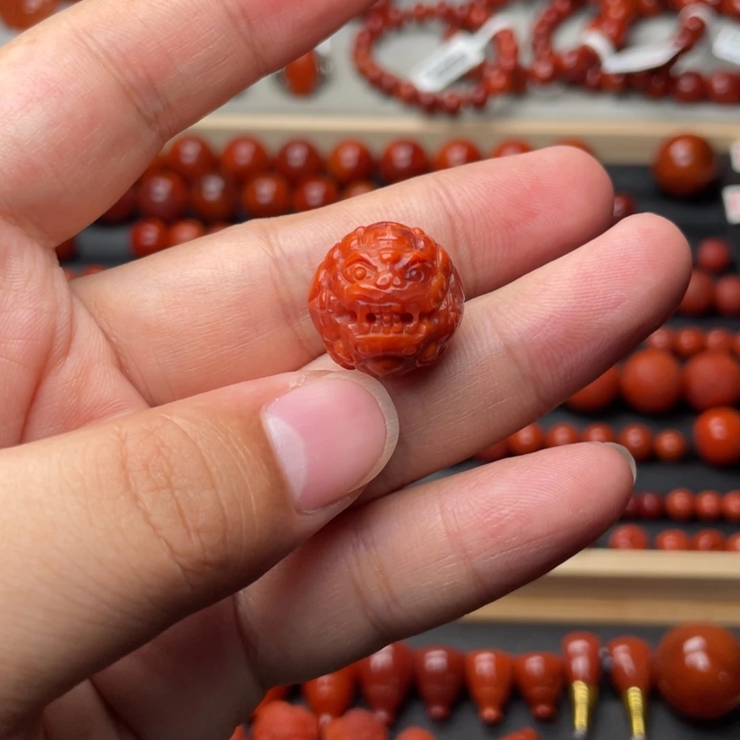 未镶嵌手链南红玛瑙18.6mm瓦西满肉牛血火焰貔貅珠