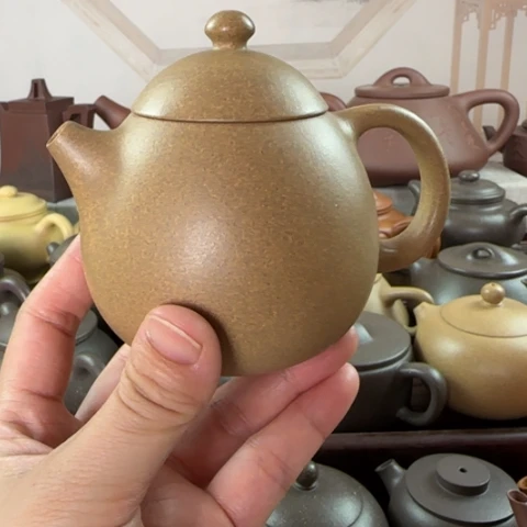 茶壶紫砂墨绿泥料200cc