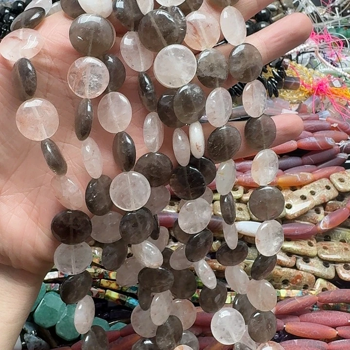 玛瑙/玉髓未镶嵌珠宝半成品一条16mm茶晶胶花