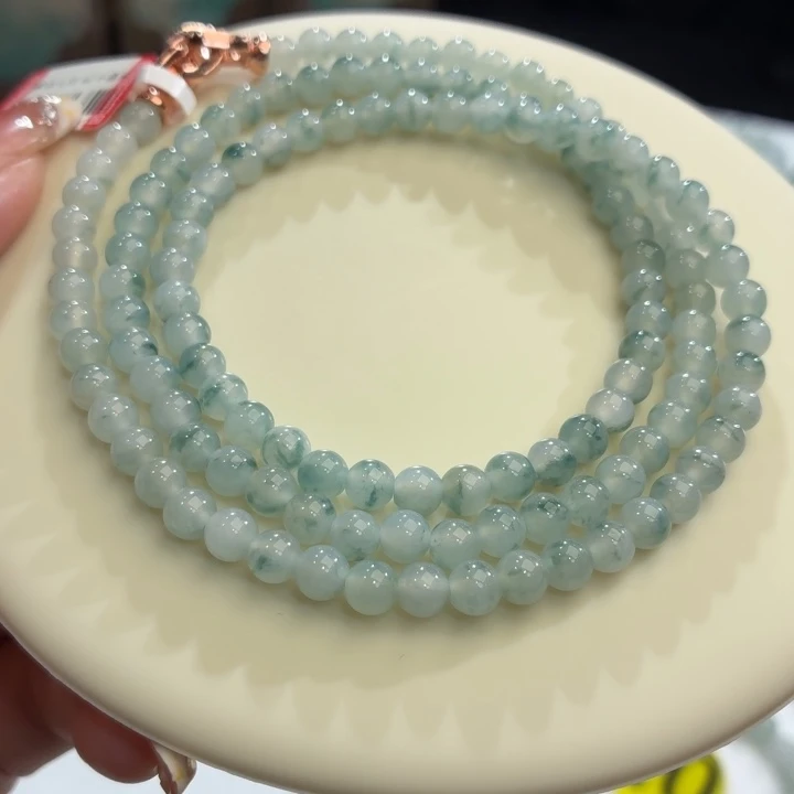 翡翠未镶嵌手链冰胶蓝飘卡5