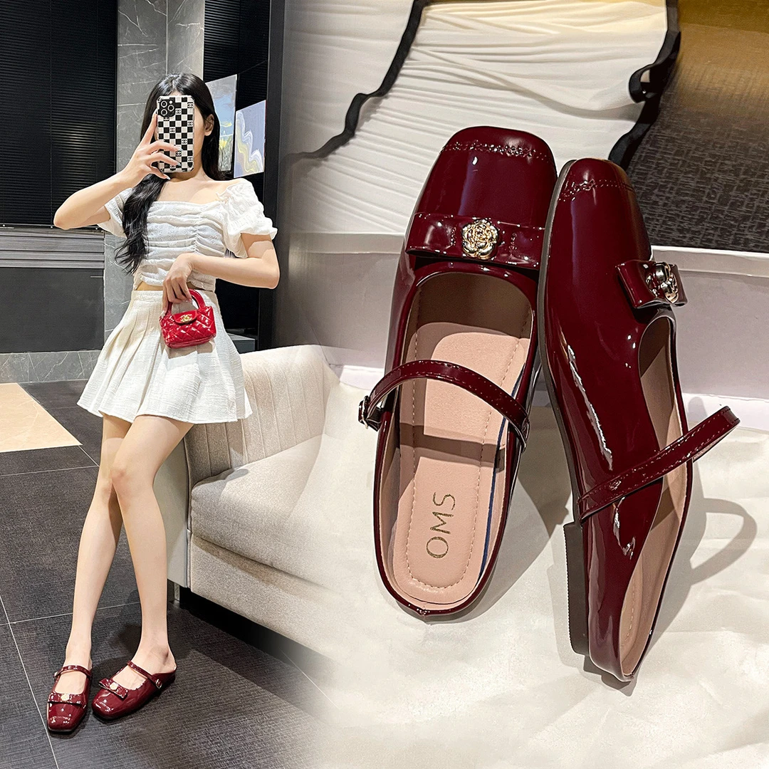 夏季外穿高级感亮面女拖鞋【一字带】夏季新品优雅方头百搭穆勒女