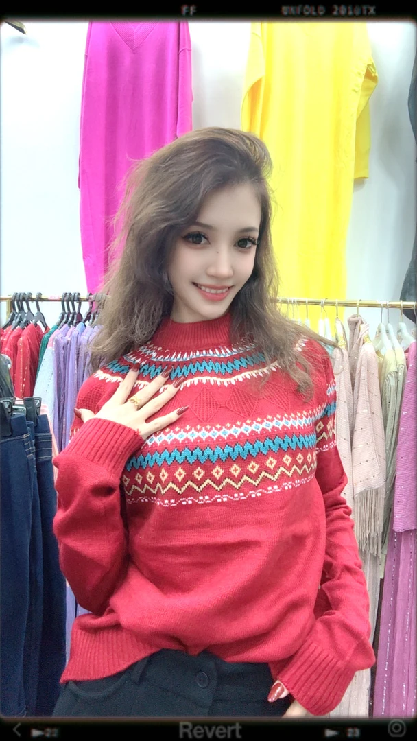 半高领绒衫常规款毛衣针织衫网红圆领插肩袖