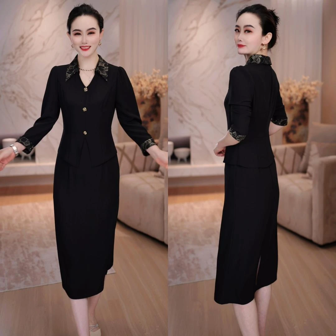 2025早秋新款时尚减龄气质原创设计师款女士中长款连衣裙