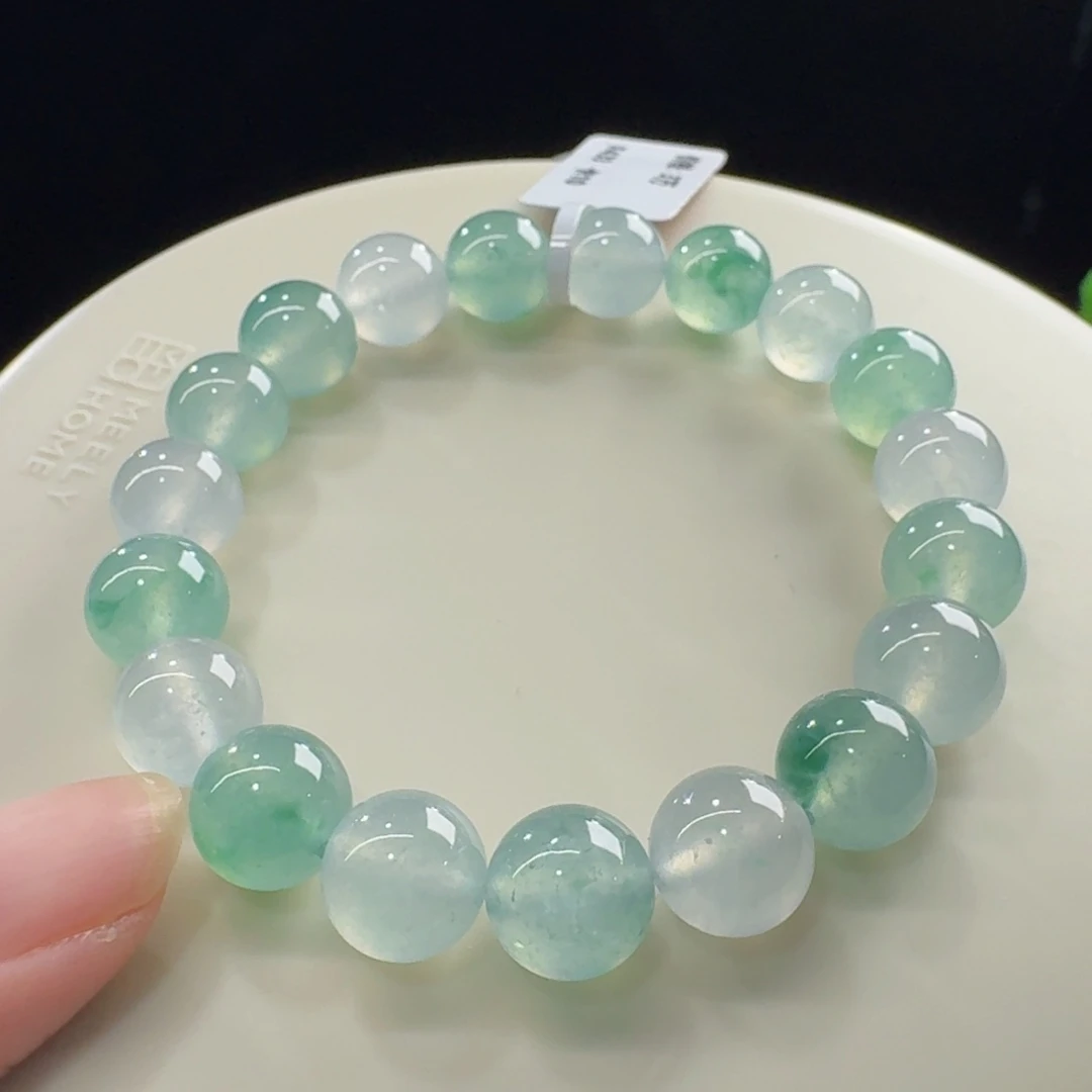 翡翠未镶嵌手链双彩单圈卡10mm