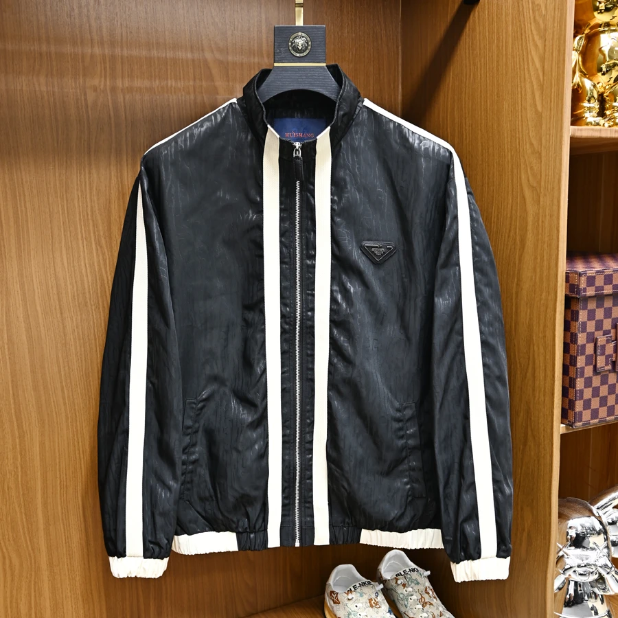 迪诺库克斯春秋季新款撞色夹克衫男士潮牌修身休闲个性透气外套