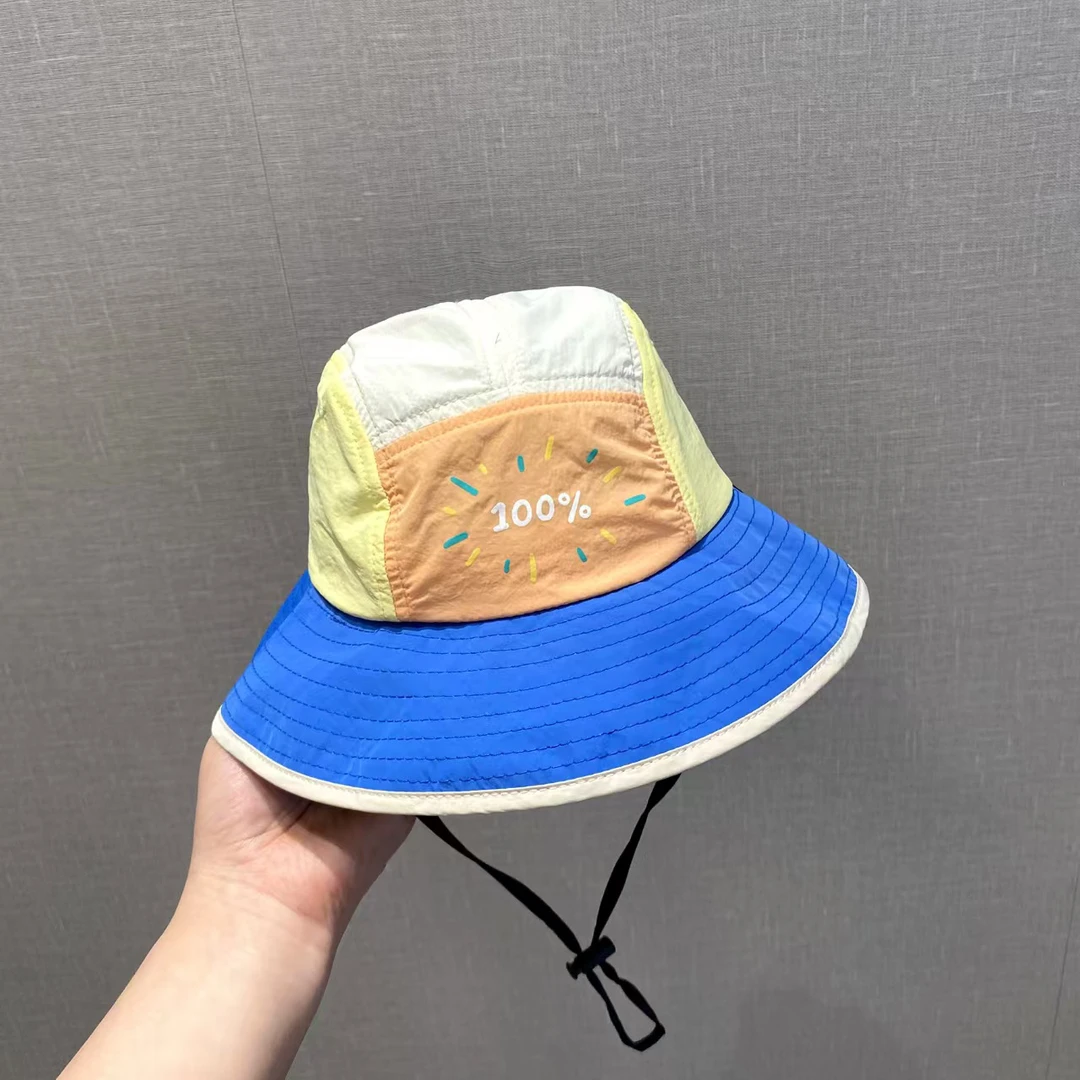儿童渔夫拼色遮阳帽夏季大檐防晒