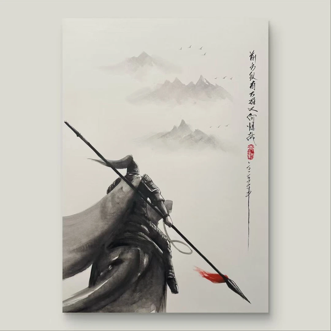 画江湖手绘作品国风新中式《无懈可击》尺寸60×80厘米