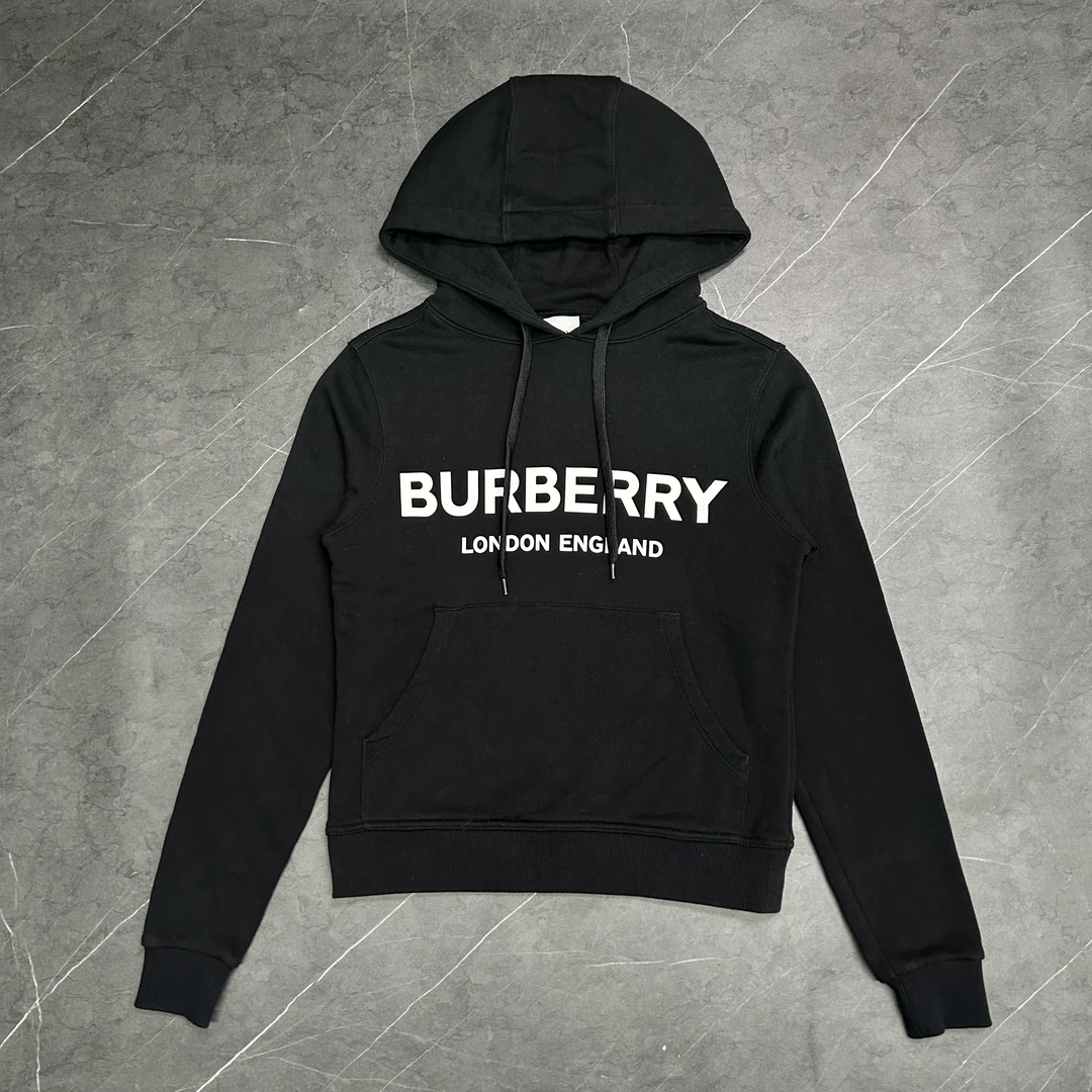 99新 BURBERRY/博柏利 xxs码 黑白字母LOGO连帽卫衣