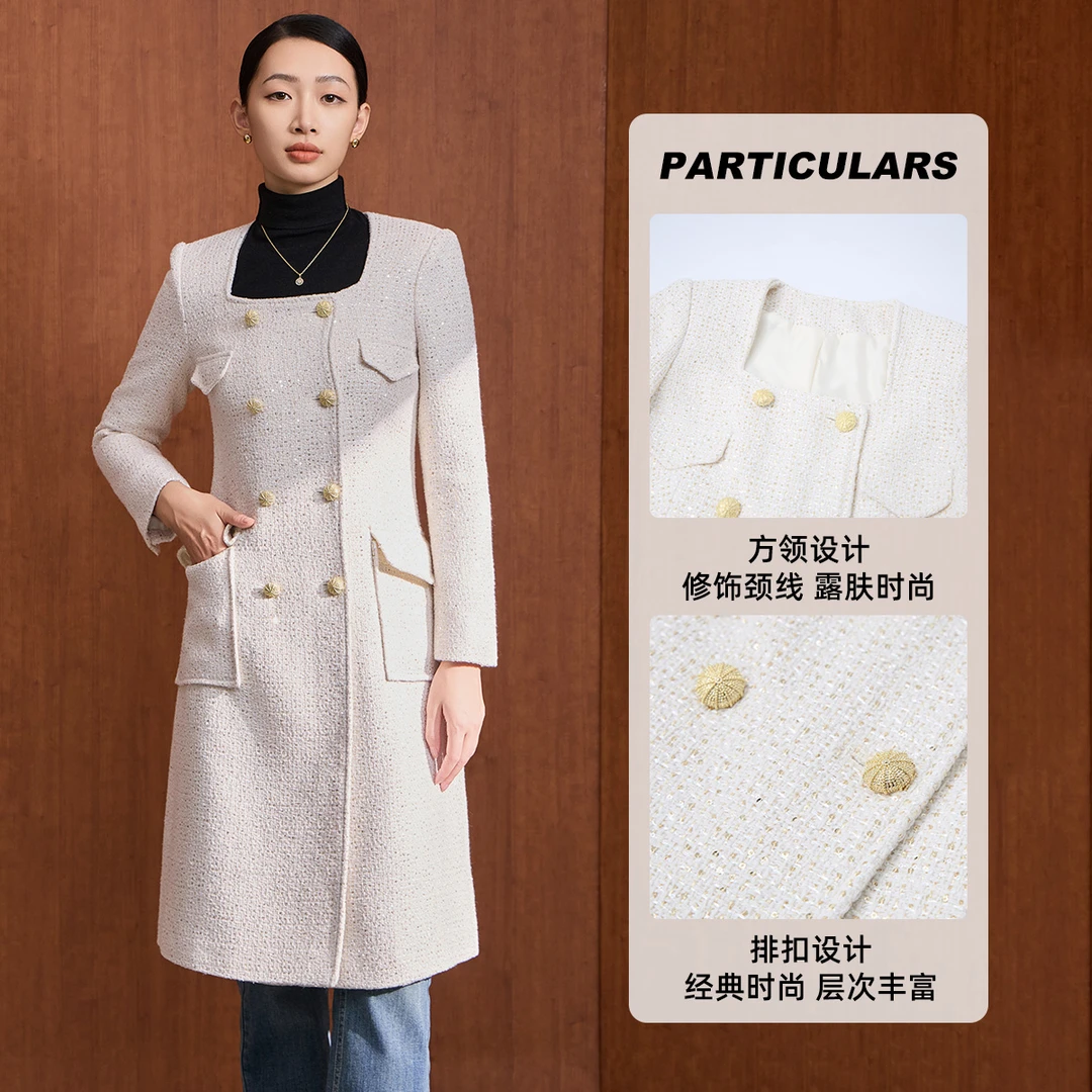 【娜娜甄选】马天奴小香风气质长袖复古毛呢修身名媛VDAB94DRX0