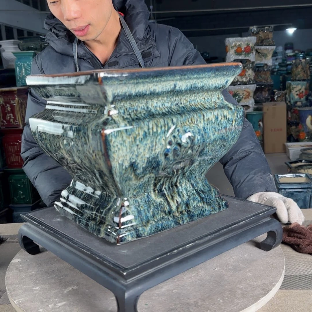 一风堂石湾花盆。打磨痕迹