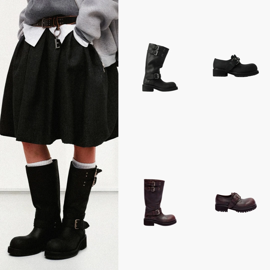 ETHOR 做旧圆头牛皮靴 做旧圆头皮鞋