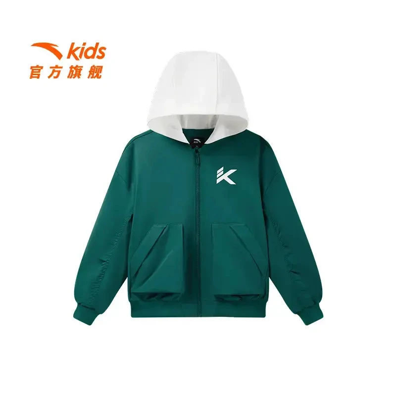 安踏儿童【连帽薄外套】男中大童2025新款舒适百搭青少年潮运动上衣