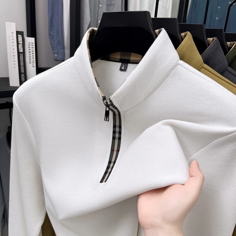 CATIA SELI半高拉链卫衣男士春秋新款休闲套头立领长袖中领打底衫