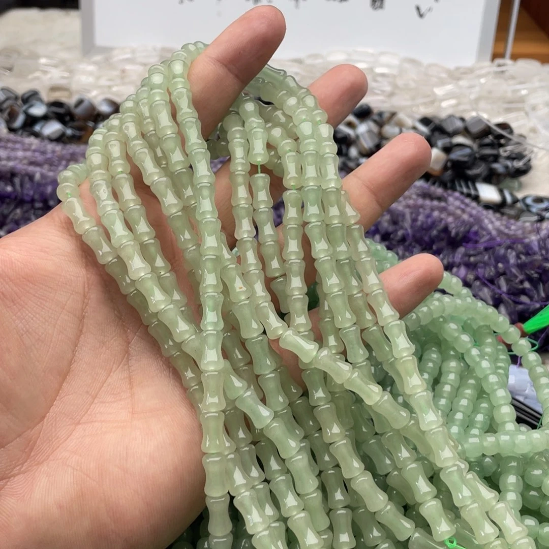 未镶嵌玛瑙/玉髓珠宝半成品一条装6*10mm东陵玉竹节