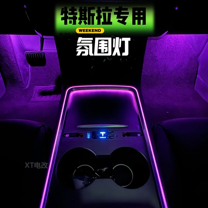 特斯拉专用车内氛围灯/镭雕氛围灯/专车专用/无损安装/简单高级