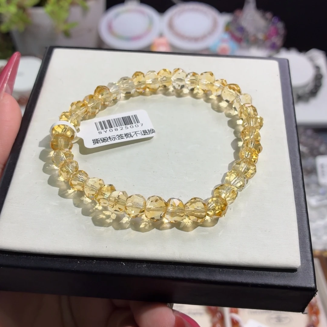 手串水晶未镶嵌巴西黄水晶算盘珠
