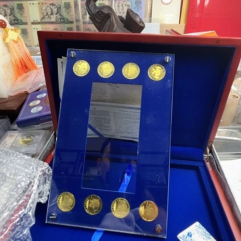 黄铜合金2008年奥运八币精制套装带木盒，，，
