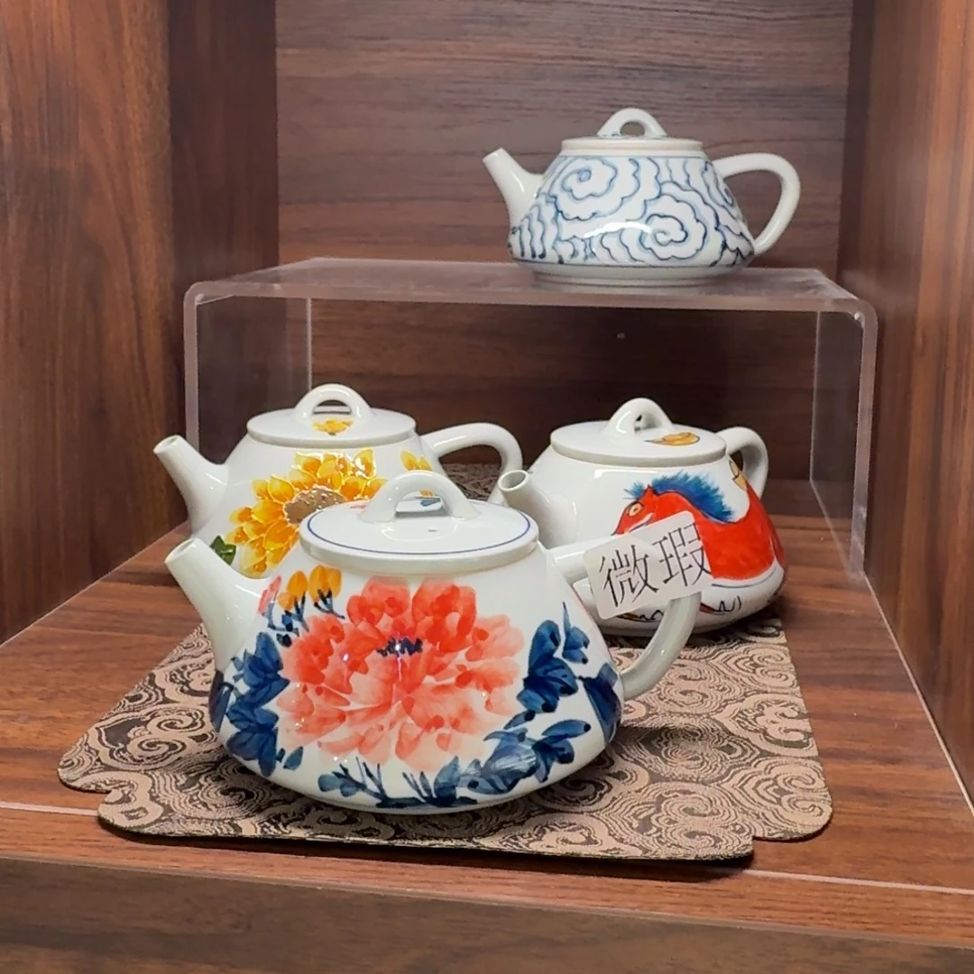 釉下手绘茶具微瑕