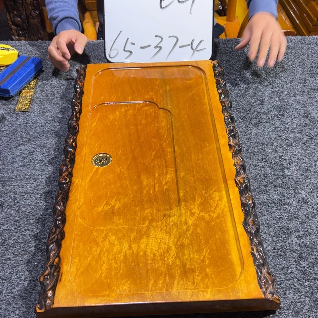 缅甸大叶金丝楠实木茶盘