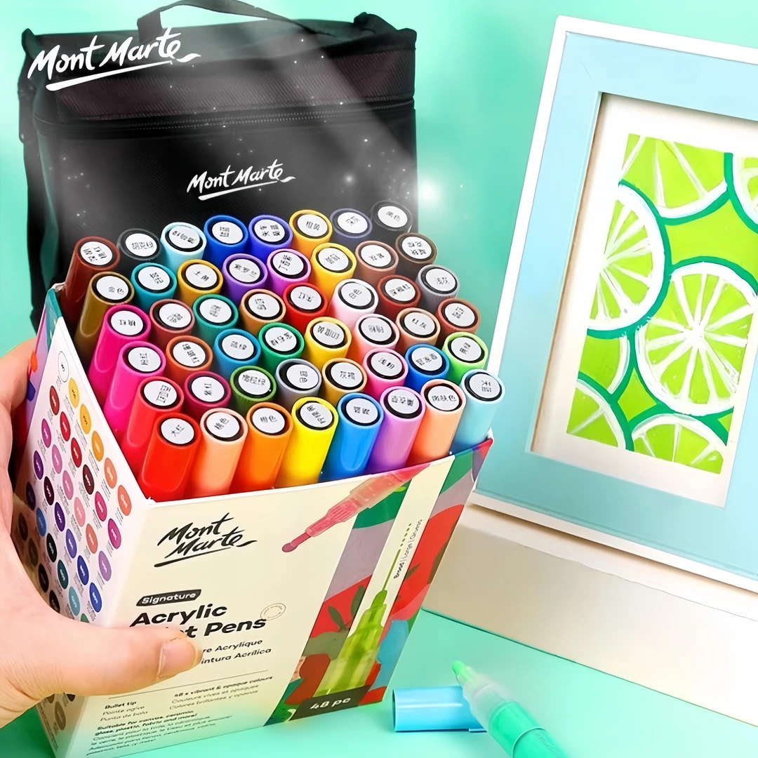 蒙玛特丙烯颜料马克笔盒装 diy彩笔丙烯马克笔美术生专用全套画笔