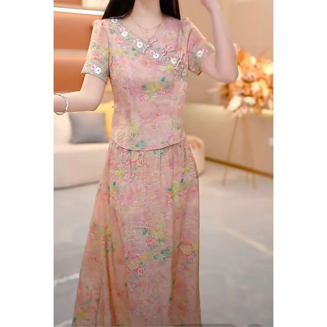 【SJYH2058】夏季新款套装裙两件套时尚优雅减龄洋气套装