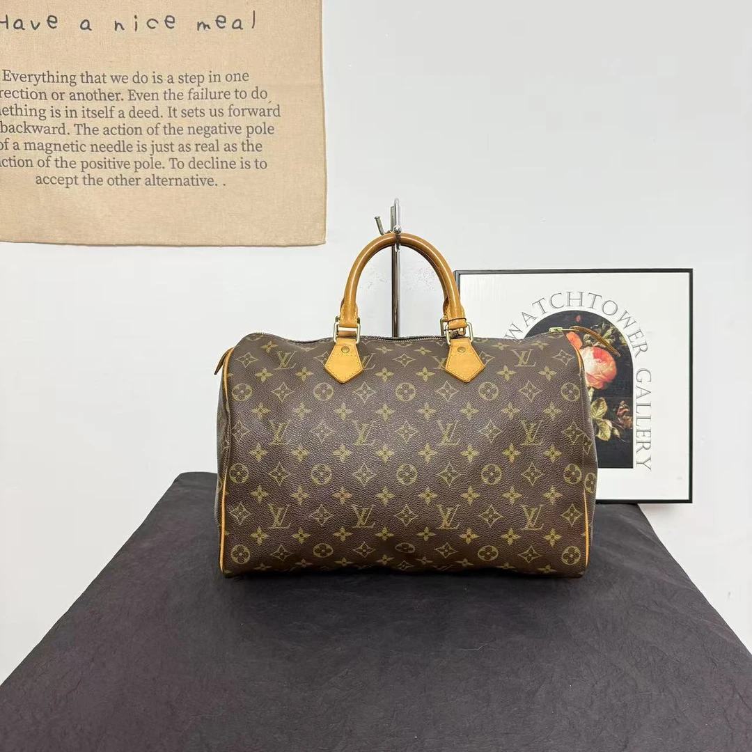 95新 LouisVuitton/路易威登 LV老花speedy35/波士顿手提包斜挎包