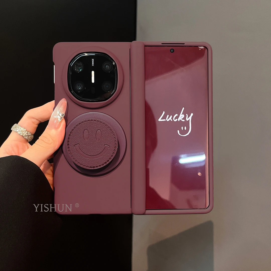 适用于华为matex6折叠手机壳磁吸笑脸支架中轴铰链MateX5高级感纯