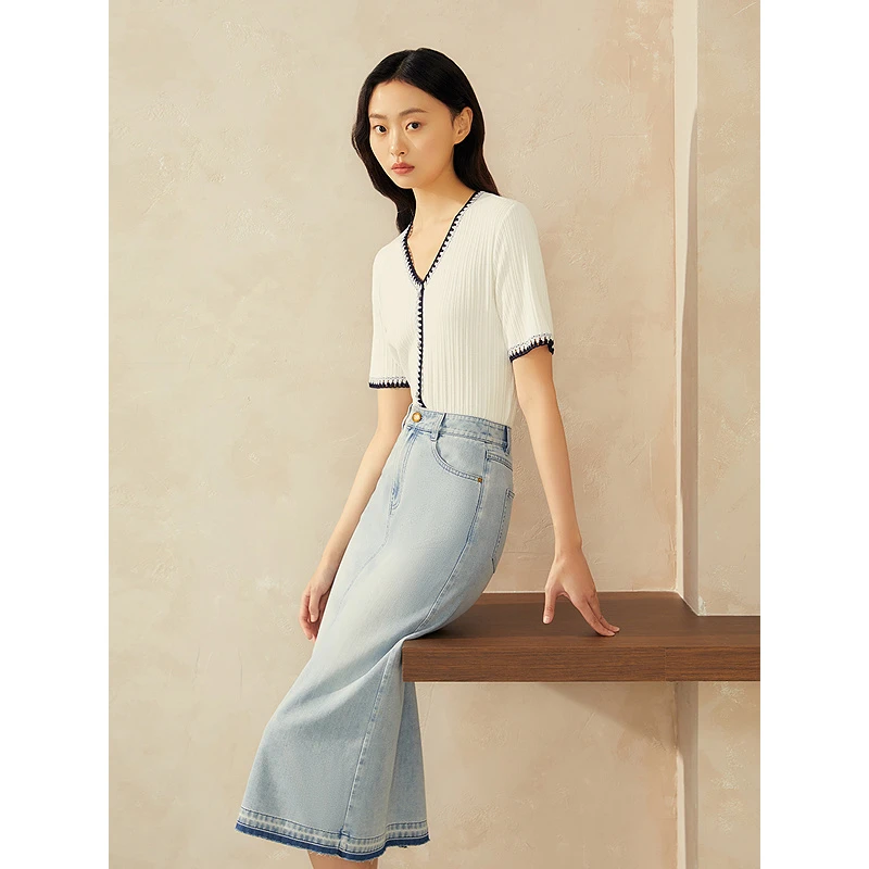 【醋酸系列】YINER音儿2025新款法式撞色亮丝毛针织衫8C65206066