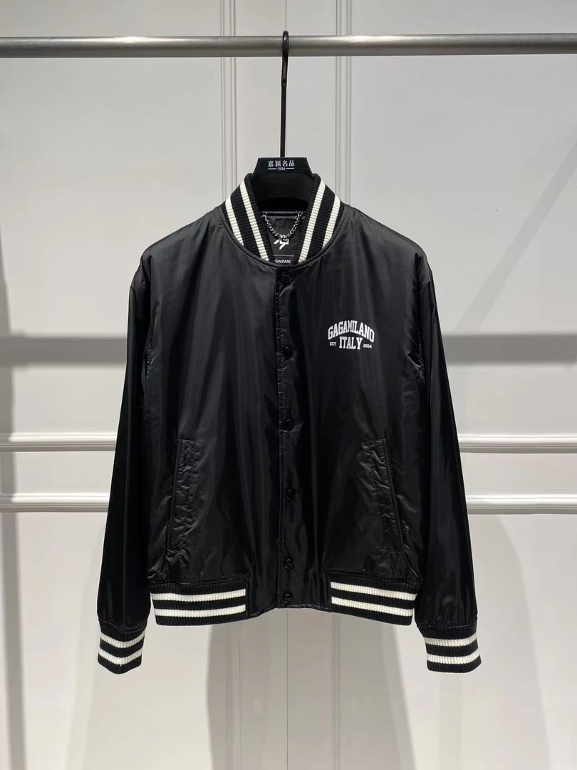【意大利GaGa】秋冬新款男士简约字母运动休闲黑色棒球服夹克外套