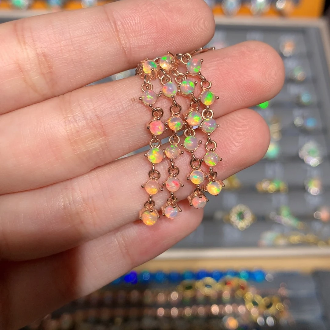 银S925镶嵌欧泊欧泊耳饰y