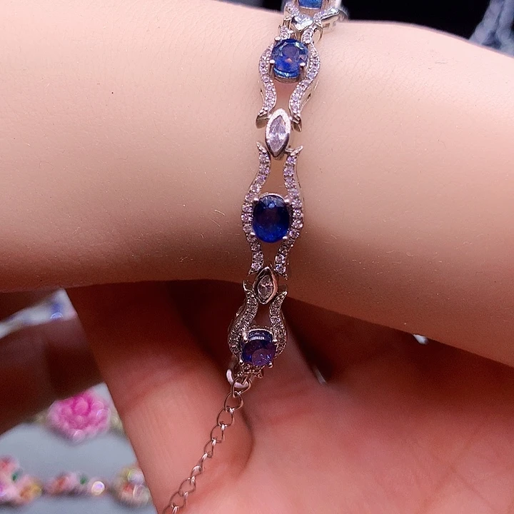 手链蓝宝石银S925镶嵌