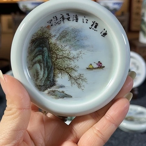 陶汪派山水汪沁粉彩