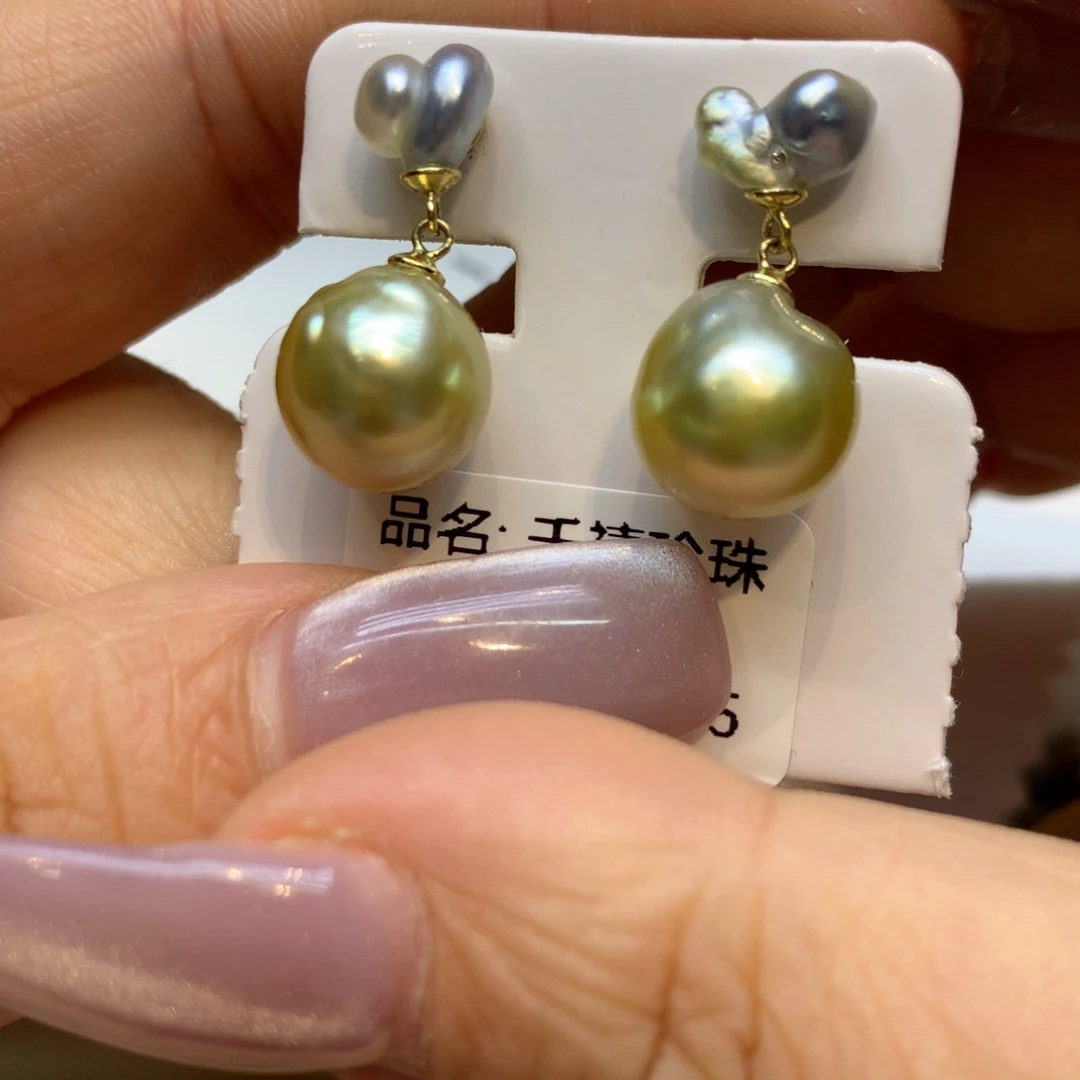 银S925镶嵌耳饰海水珍珠