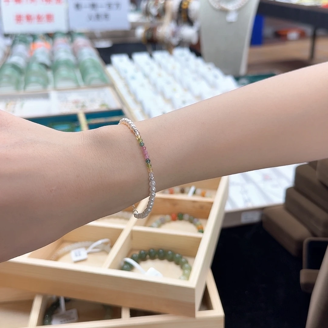 手链银S925镶嵌碧玺12355677