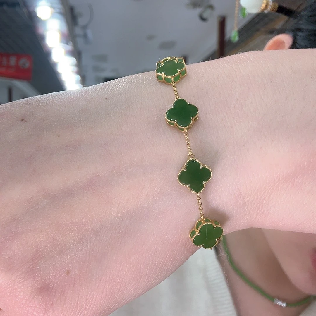 和田玉手链18K金镶嵌