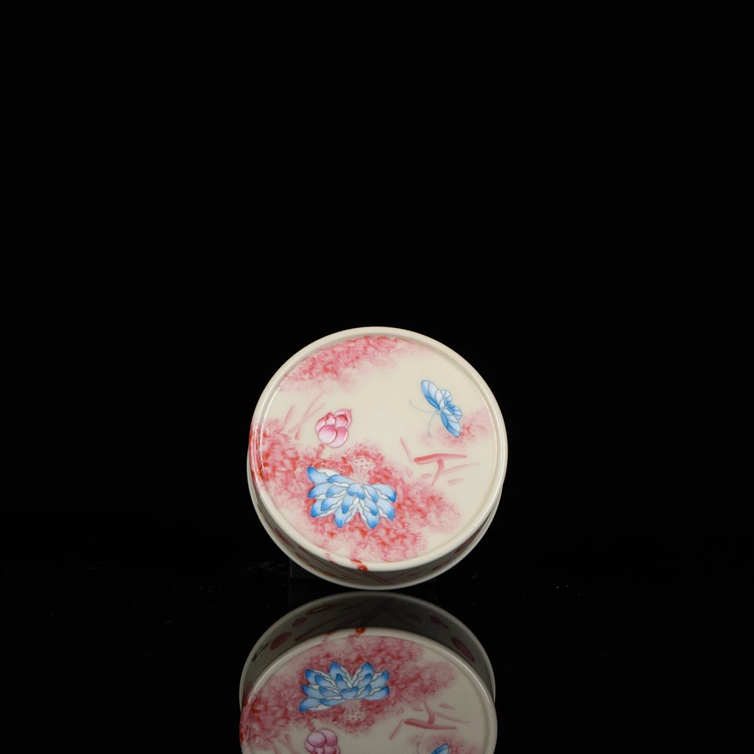 【利贞】2号釉荷花盖置直径8.5cm纯手绘制茶具LQT