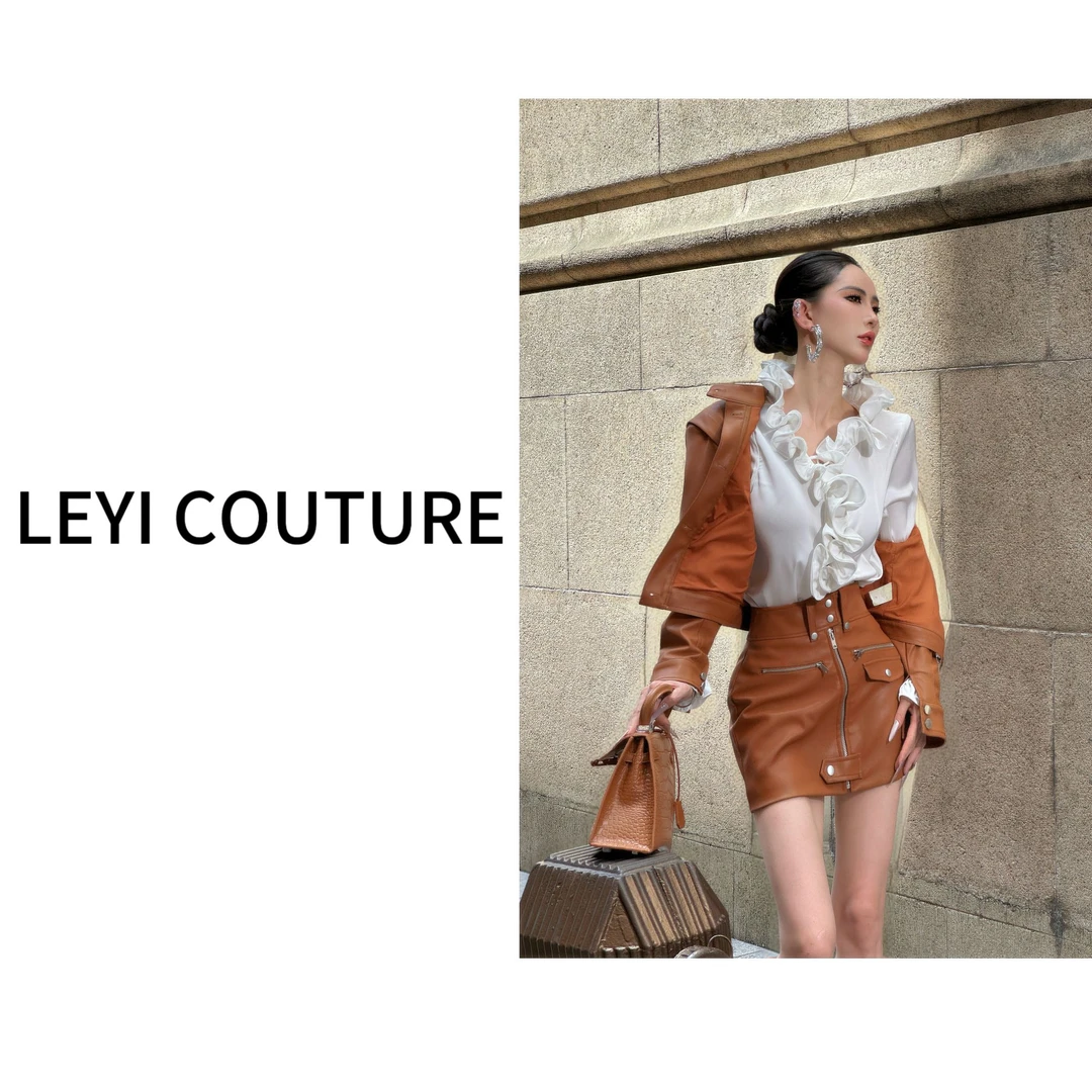 【 LEYI COUTURE】畑畑2025高端气质时尚“秋季上新”徐睿知”同款皮衣