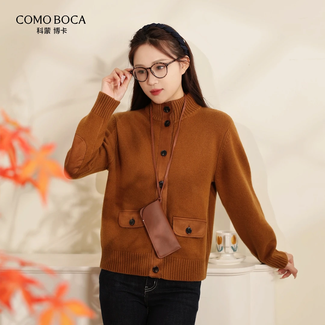 常规袖不褪色拼色女做旧毛针织衫圆领时尚秋冬