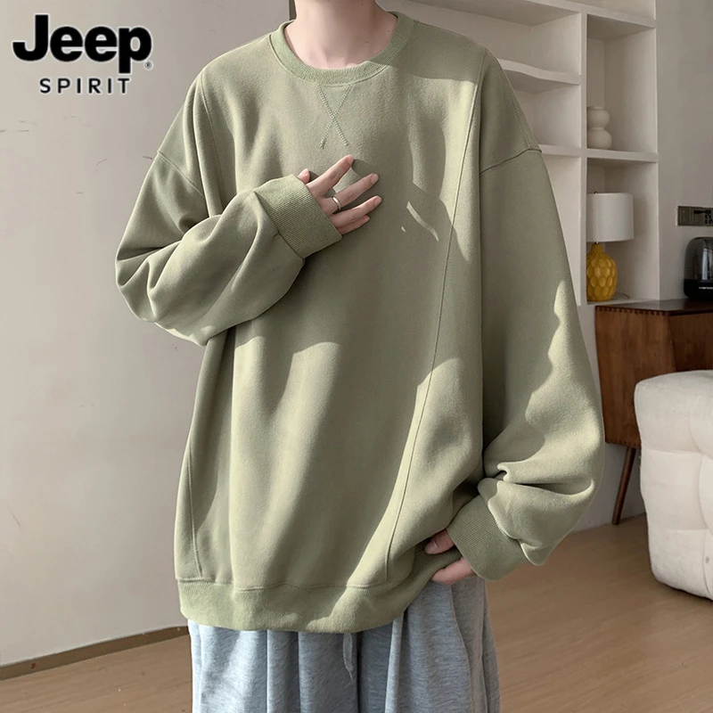 解构拼接卫衣男春秋420g重磅宽松圆领上衣高级感潮牌美式运动体恤