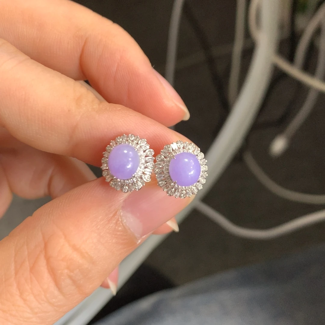 翡翠耳饰18K金镶嵌翡翠