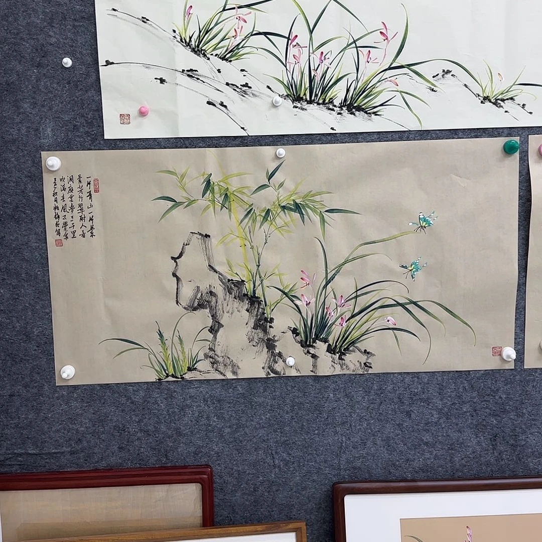 国画国画立体兰花